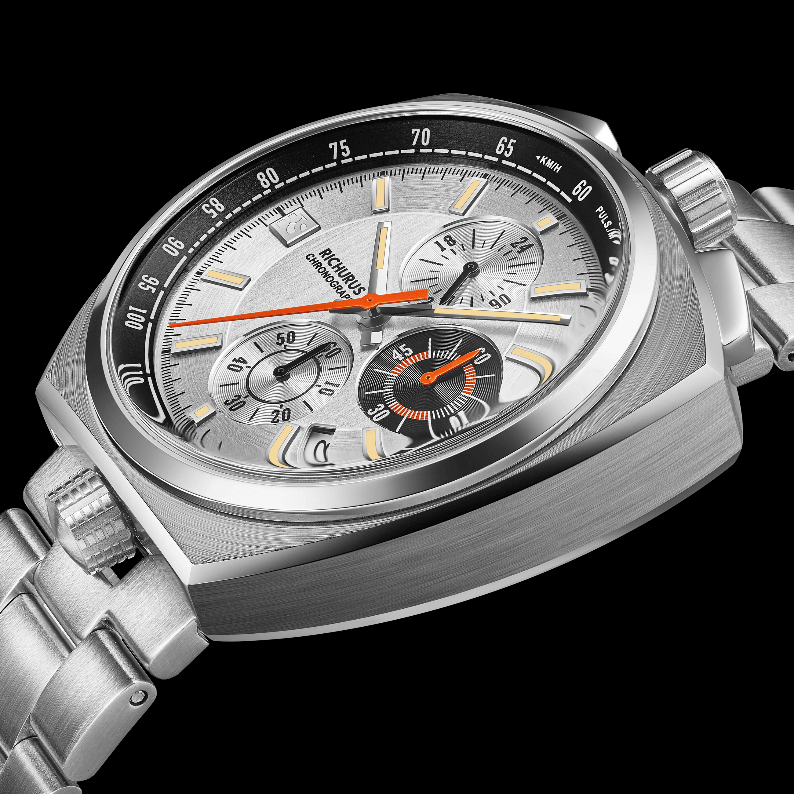 The Bullhead Chrono – Racing-Inspired Classic - Bracelet - Silver - RICHURUS WATCHES