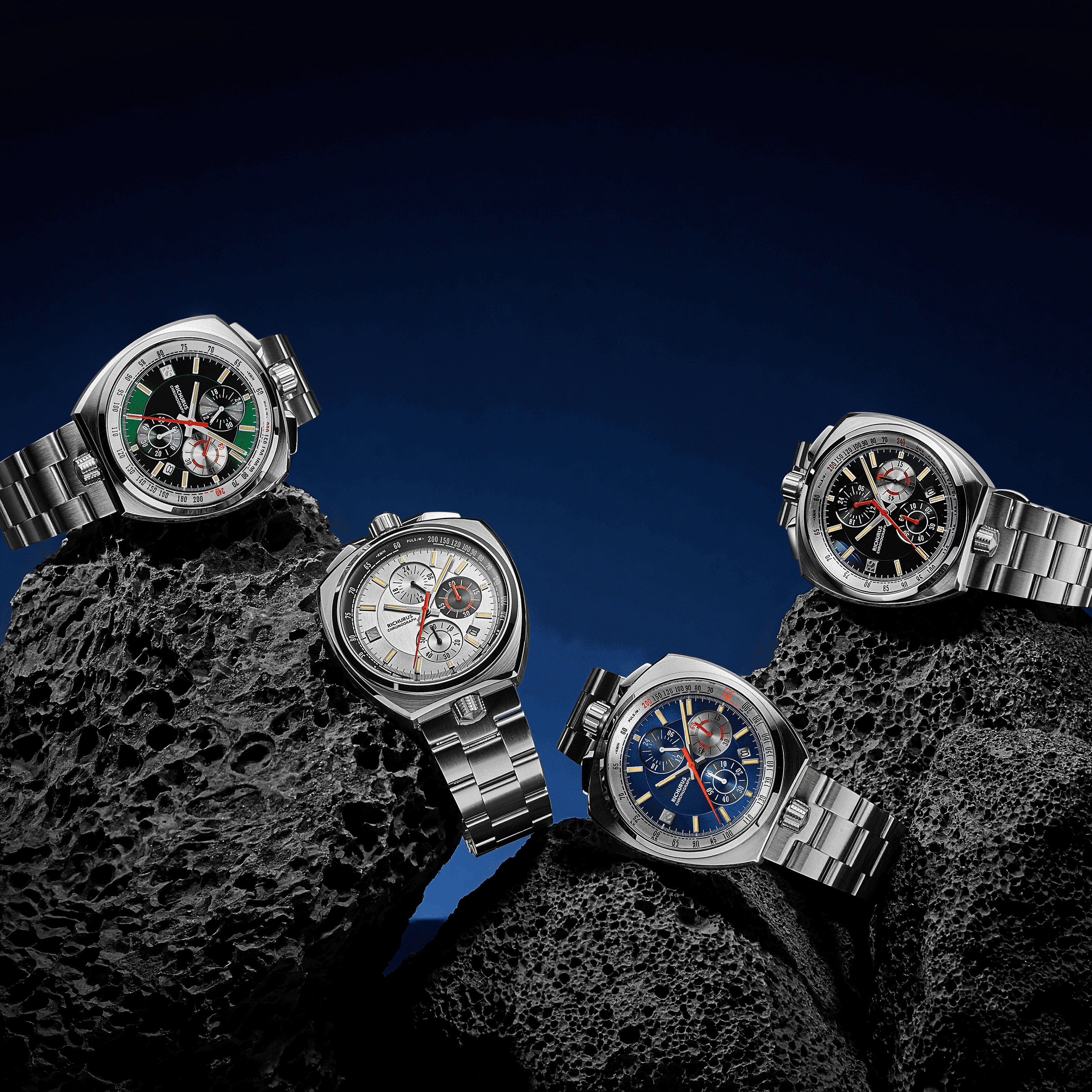 The Bullhead Chrono – Racing-Inspired Classic - Bracelet - Green - RICHURUS WATCHES