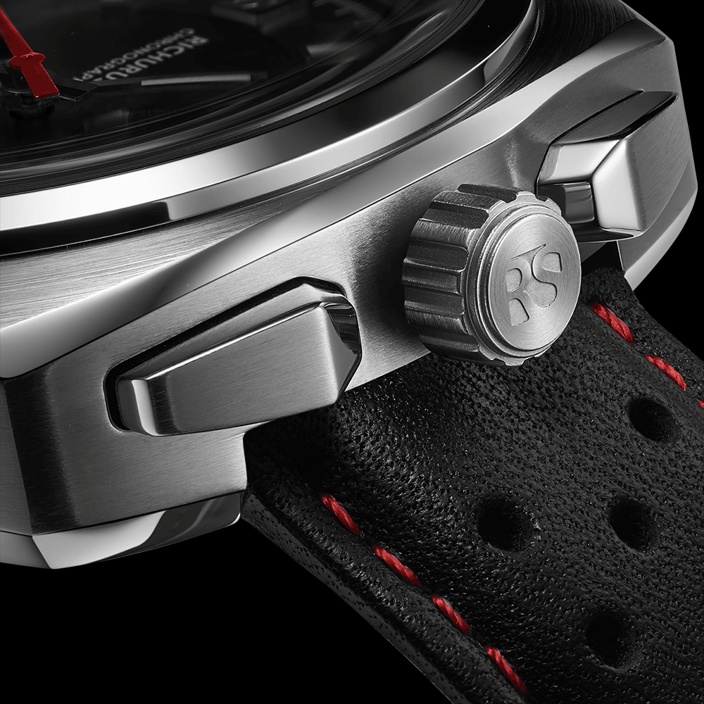 The Bullhead Chrono - Racing-Inspired Classic - Leather - Black - RICHURUS WATCHES