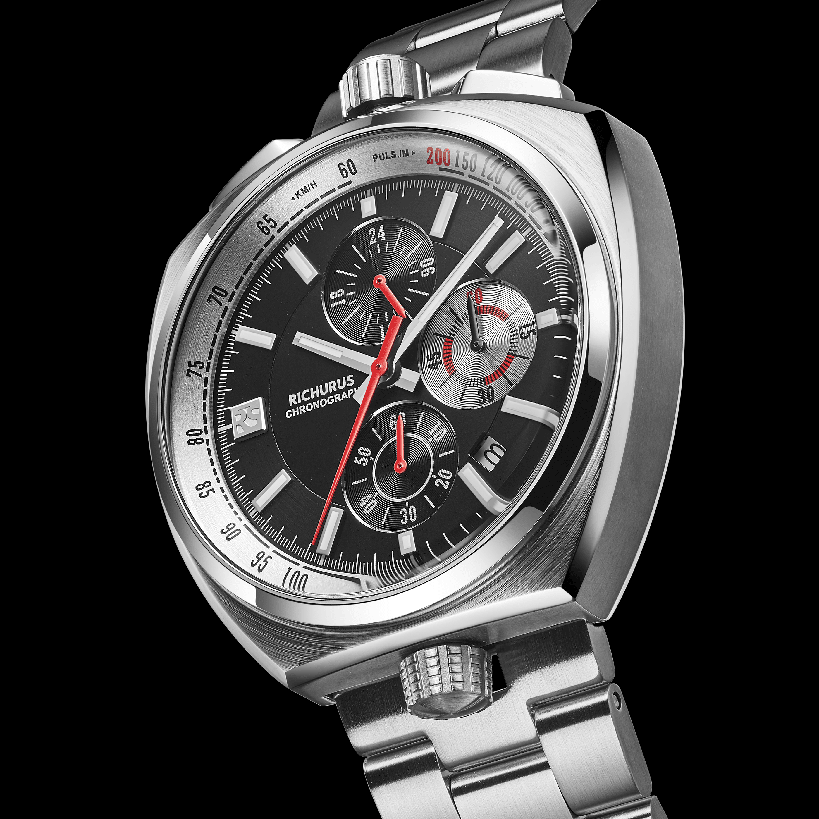 The Bullhead Chrono – Racing Inspired Classic - Bracelet - Black - RICHURUS WATCHES