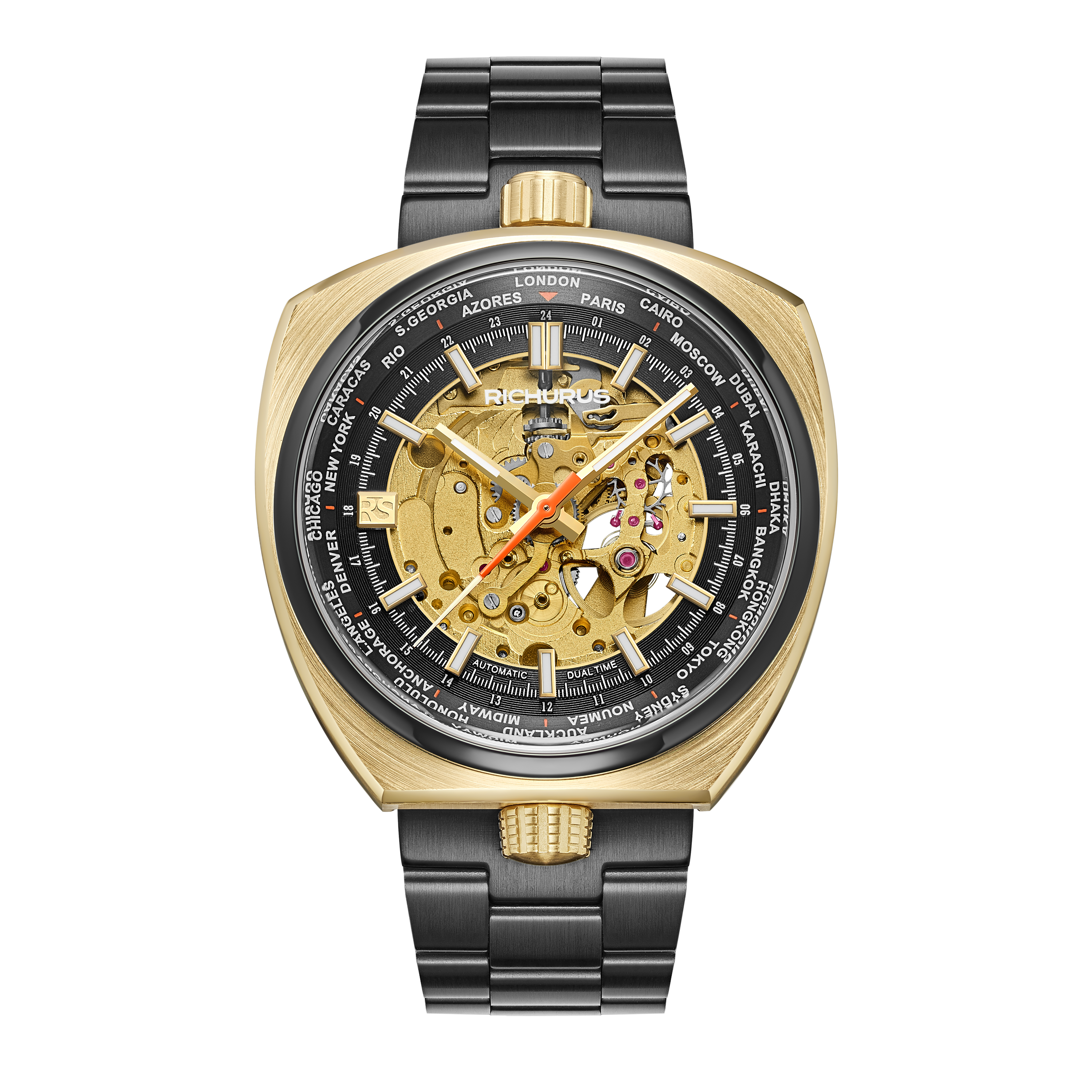 The Bullhead Automatic Skeleton – World Timer - Bracelet - Gold
