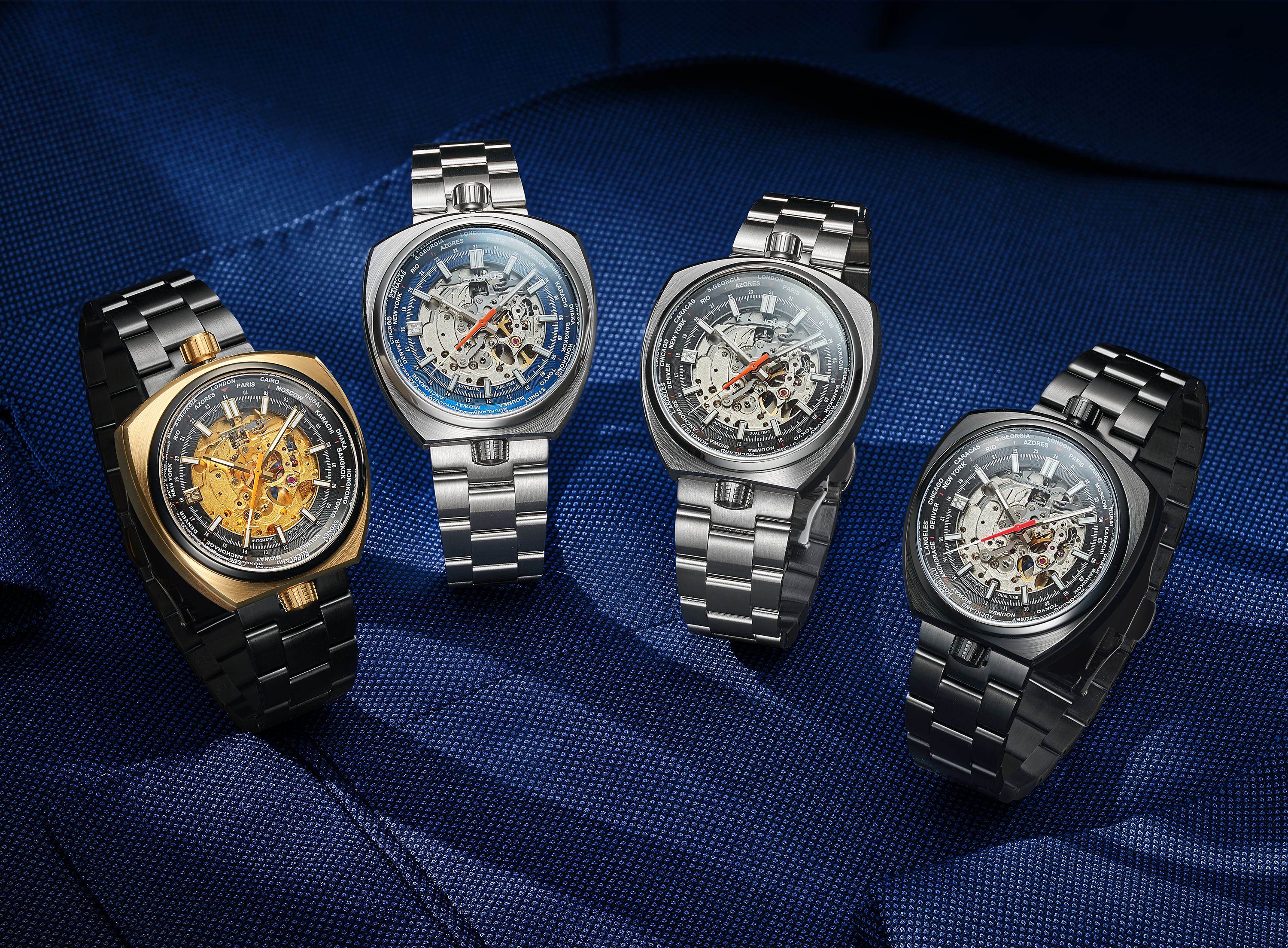 The Bullhead Automatic Skeleton – World Timer - Bracelet - Gold