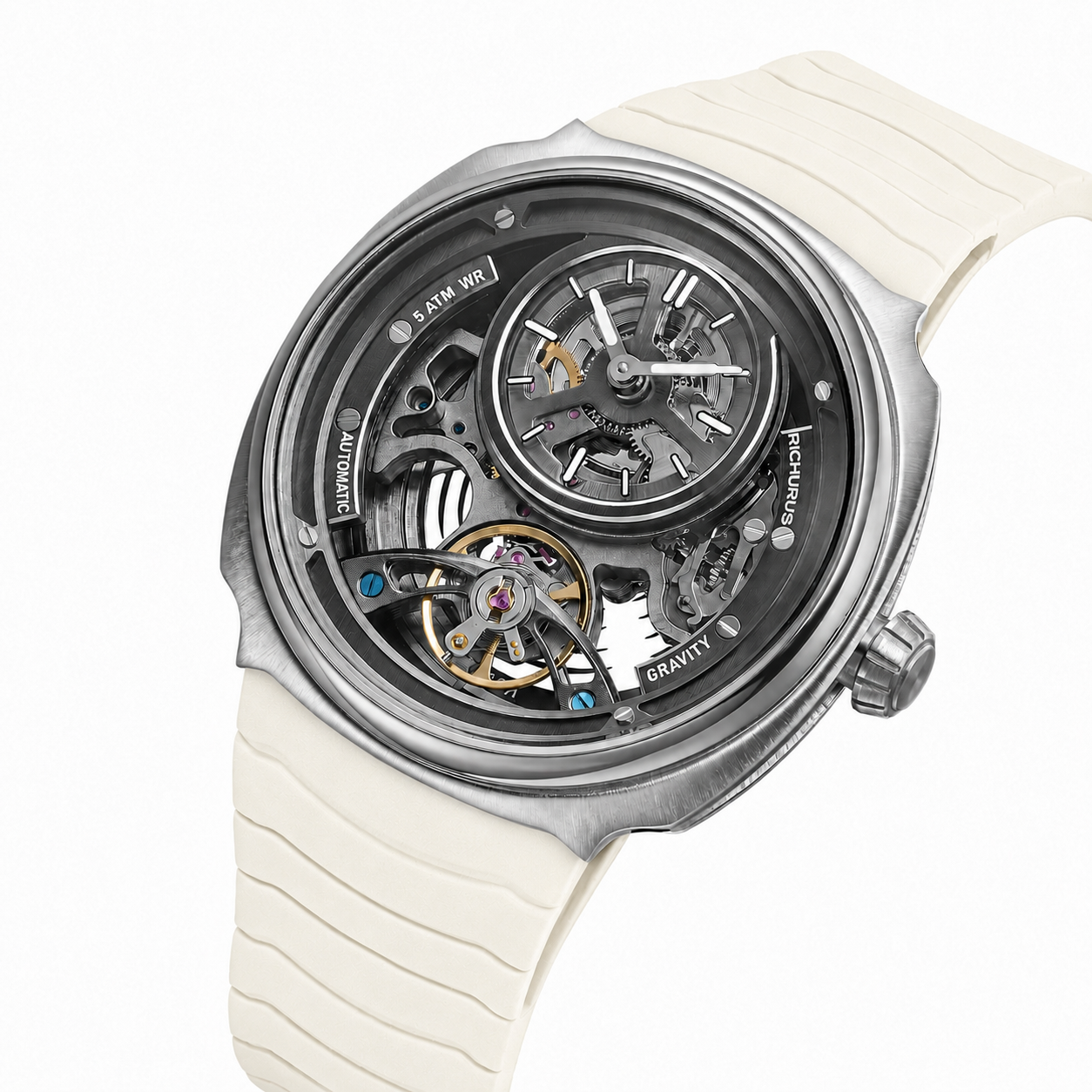 The Gravity Automatic - Silver - Beige Strap