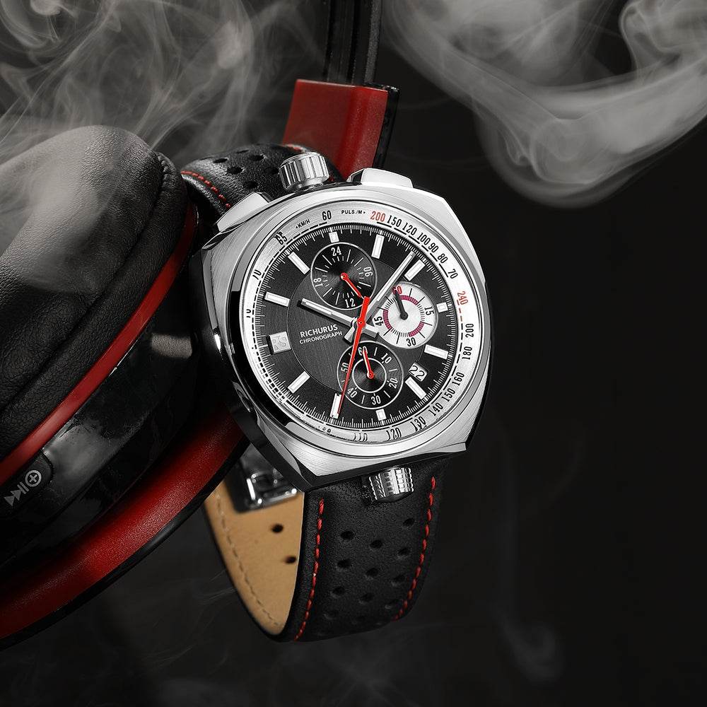 The Bullhead Chrono RS3 - Black - Racing-Inspired Classic - RICHURUS WATCHES