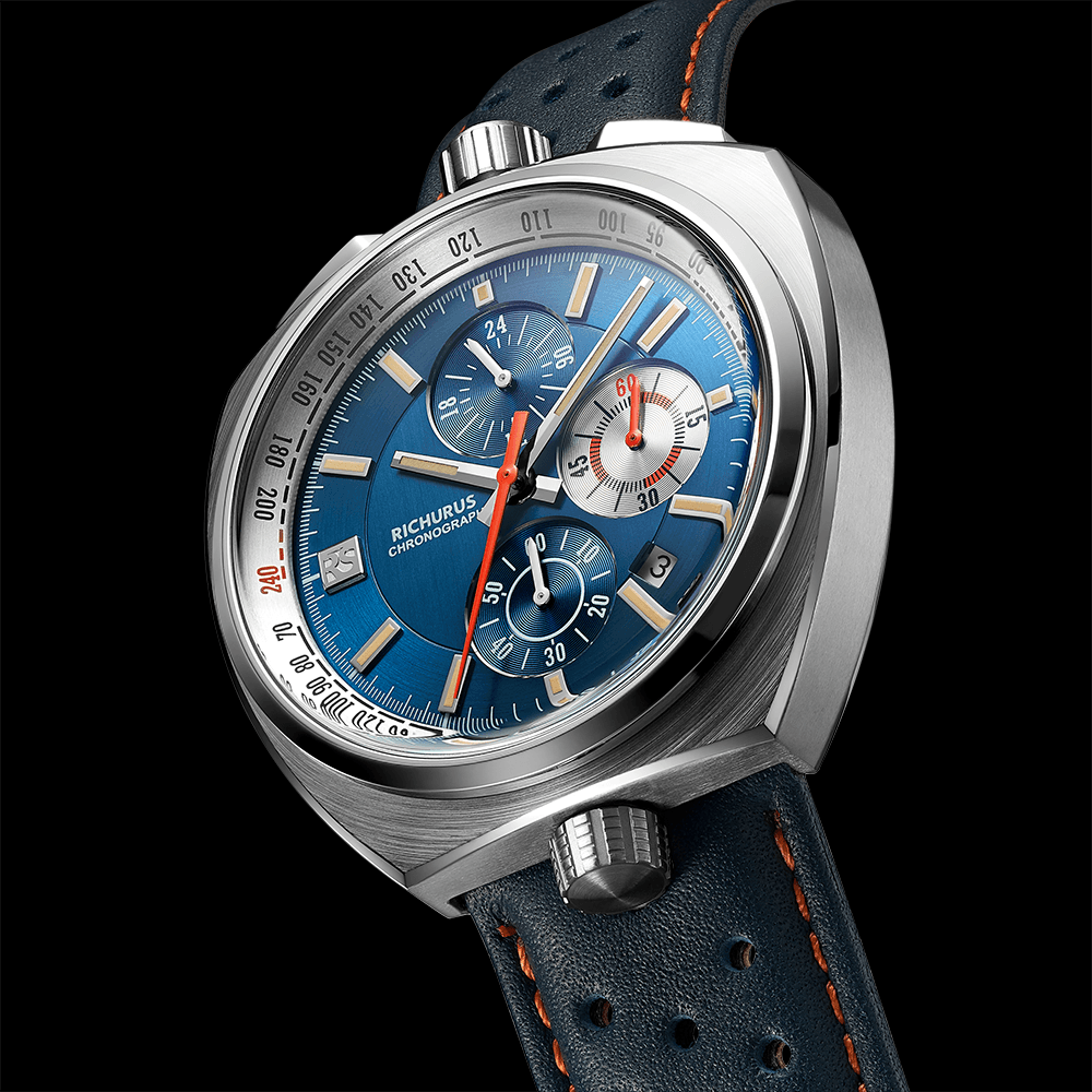 The Bullhead Chrono - Racing-Inspired Classic - Leather - Blue - RICHURUS WATCHES