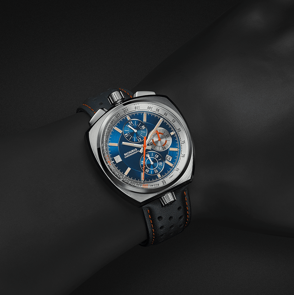 The Bullhead Chrono - Racing-Inspired Classic - Leather - Blue - RICHURUS WATCHES
