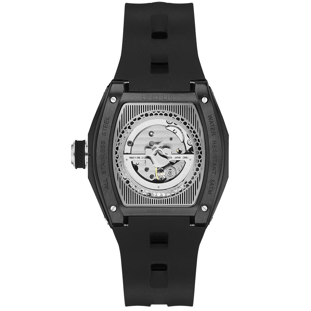 The Carbon Fiber – Black/Black – Skeleton – Automatic Mechanical - RICHURUS WATCHES