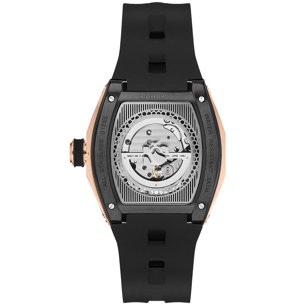 The Carbon Fiber – Rosegold/Black – Skeleton – Automatic Mechanical - RICHURUS WATCHES