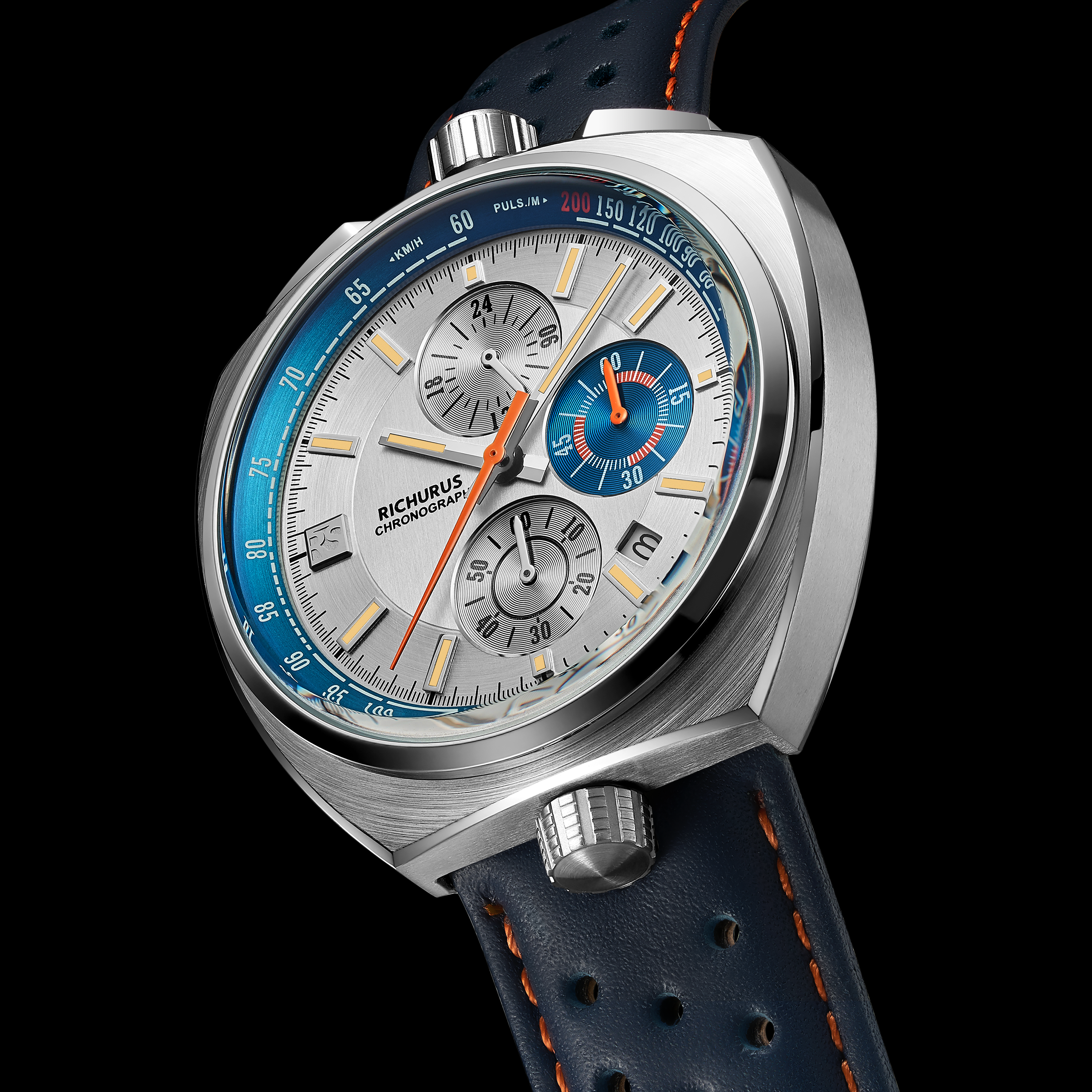 The Bullhead Chrono - Racing-Inspired Classic - Leather - Azure