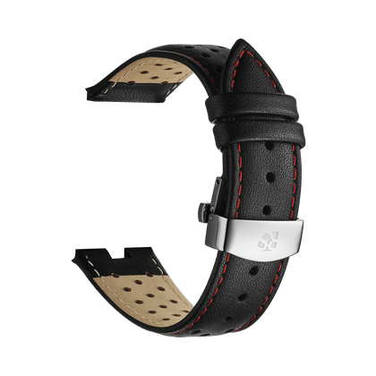The Genuine Leather Strap of Bullhead – Black with Red Stitch