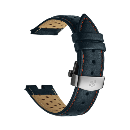 The Genuine Leather Strap of Bullhead – Blue with Orange Stitch