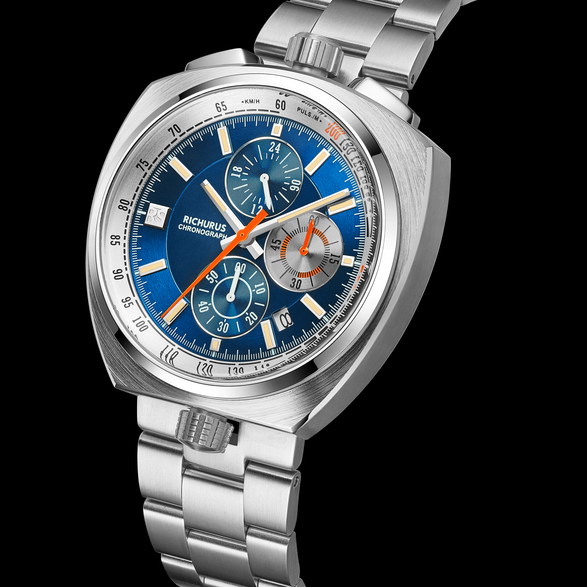 The Bullhead Chrono – Racing-Inspired Classic - Bracelet - Blue - RICHURUS WATCHES