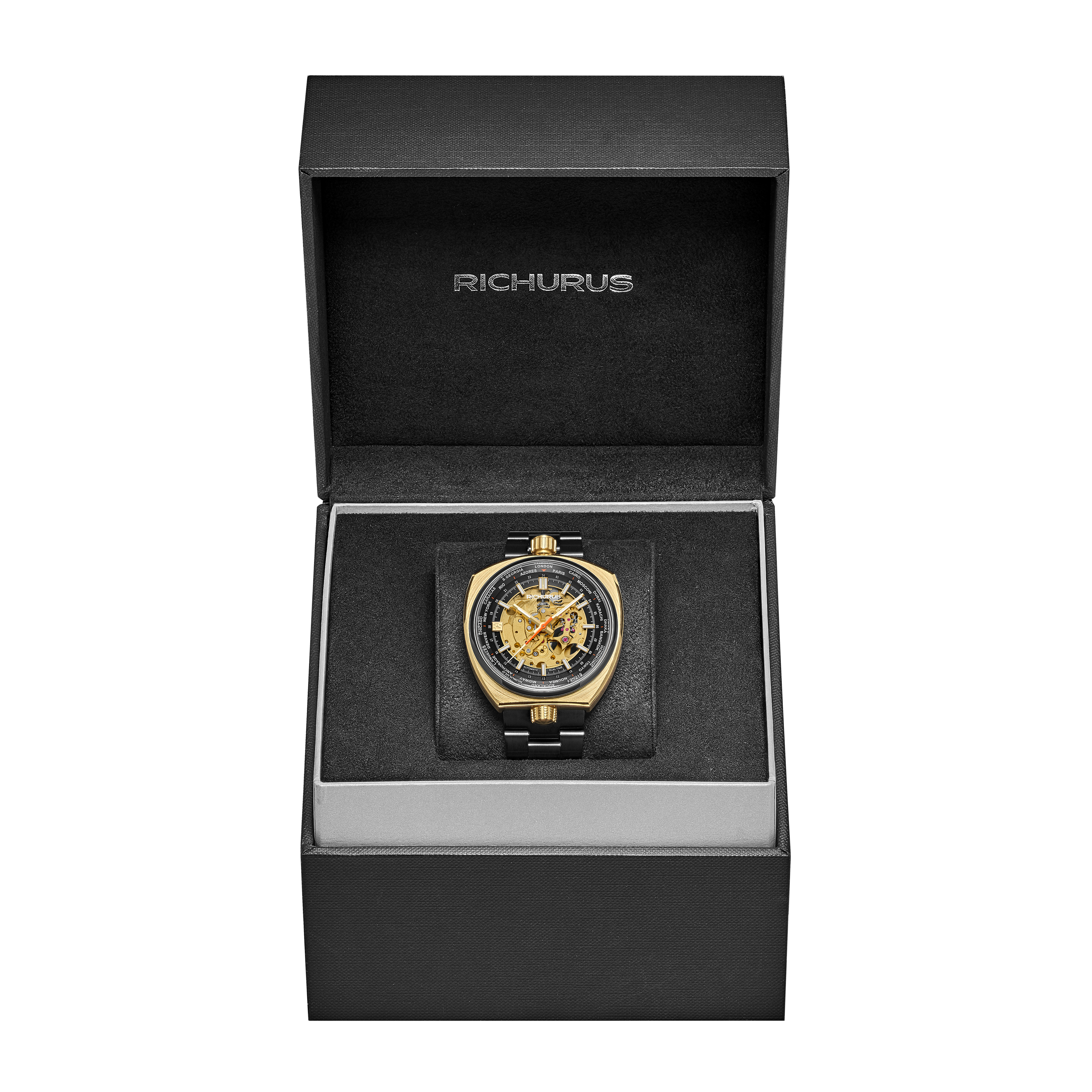 The Bullhead Automatic Skeleton – World Timer - Bracelet - Gold