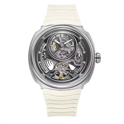The Gravity Automatic - Silver - Beige Strap