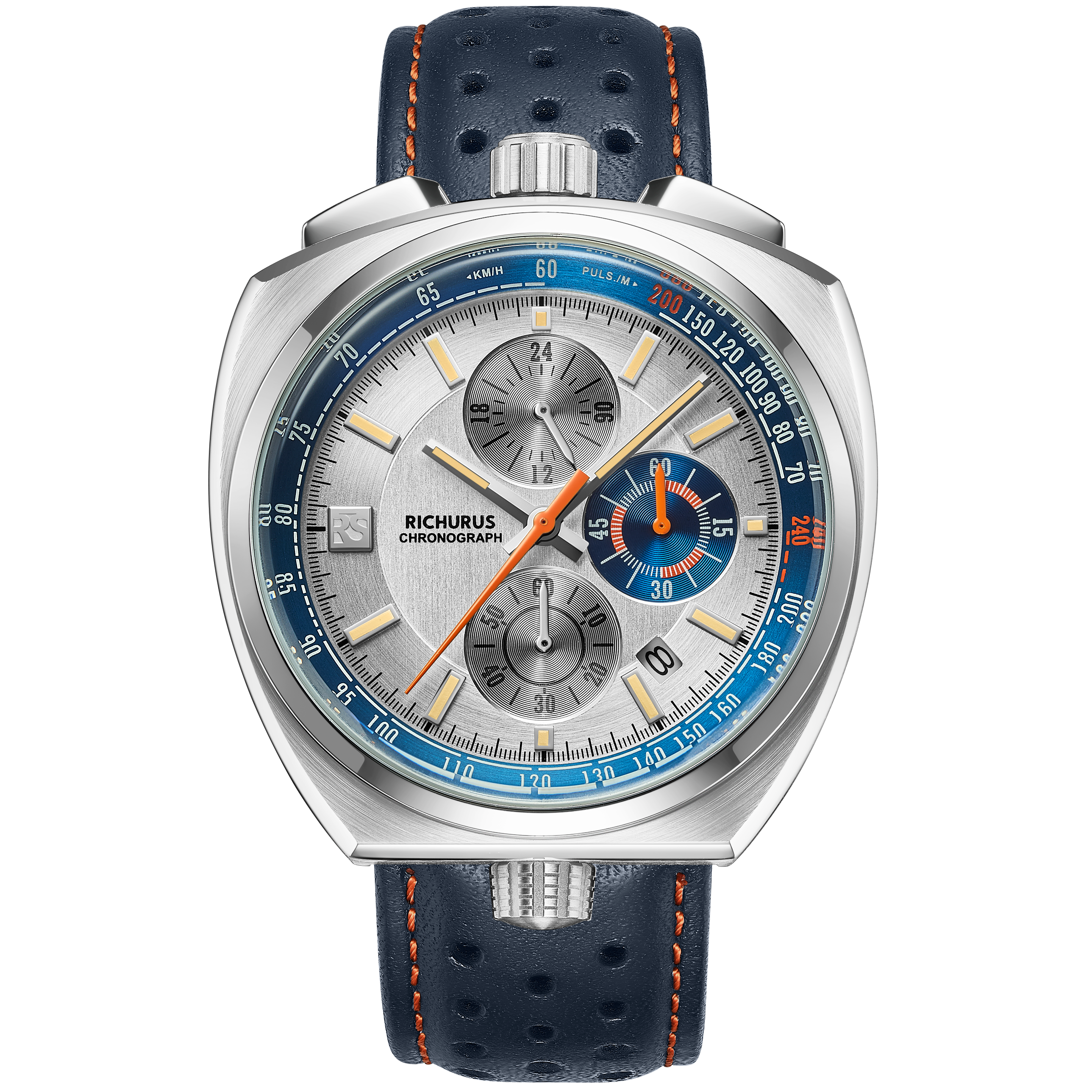 The Bullhead Chrono - Racing-Inspired Classic - Leather - Azure