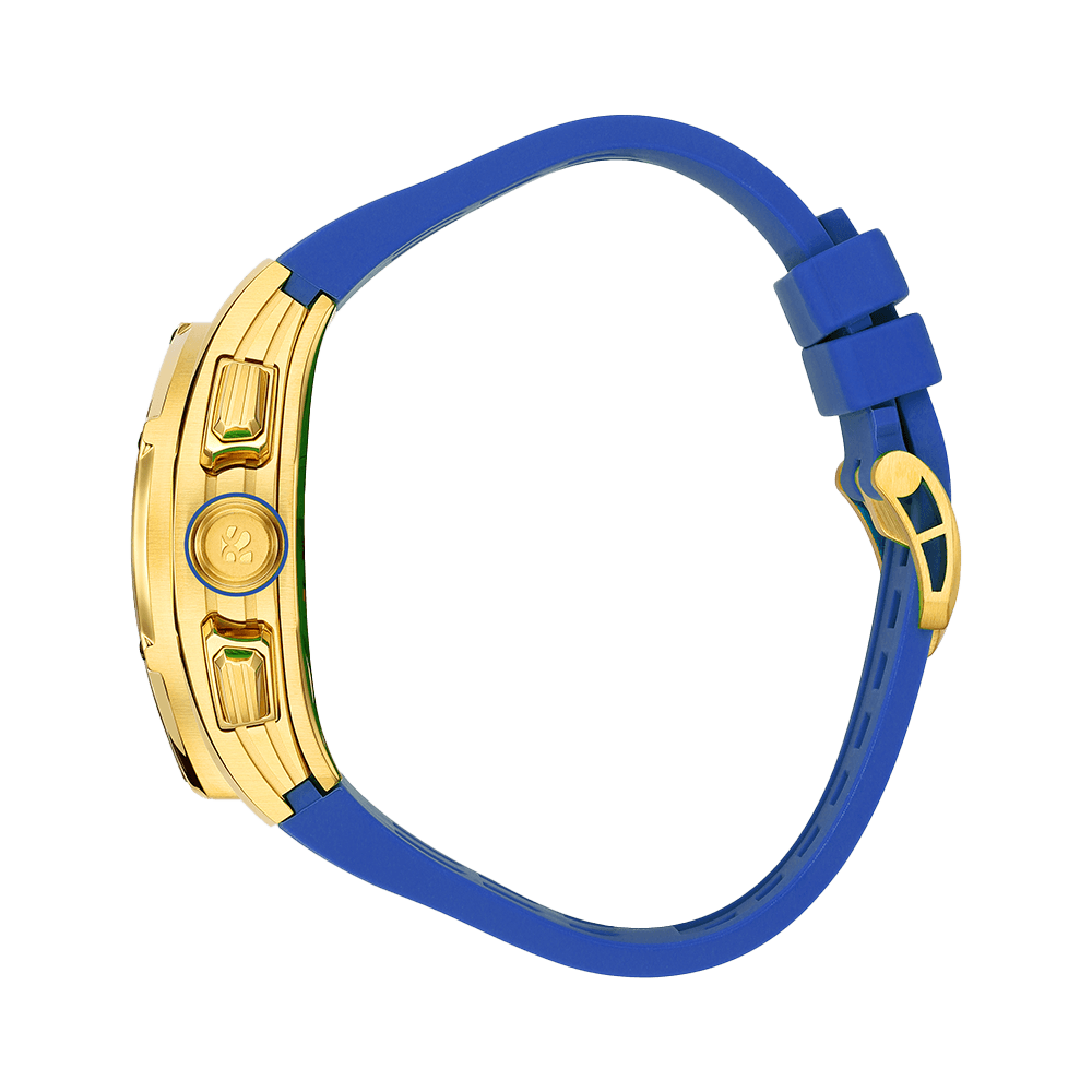 The Aviator Chrono – Gold/Blue – Racing Style with Unique Crystal - RichurusWatches
