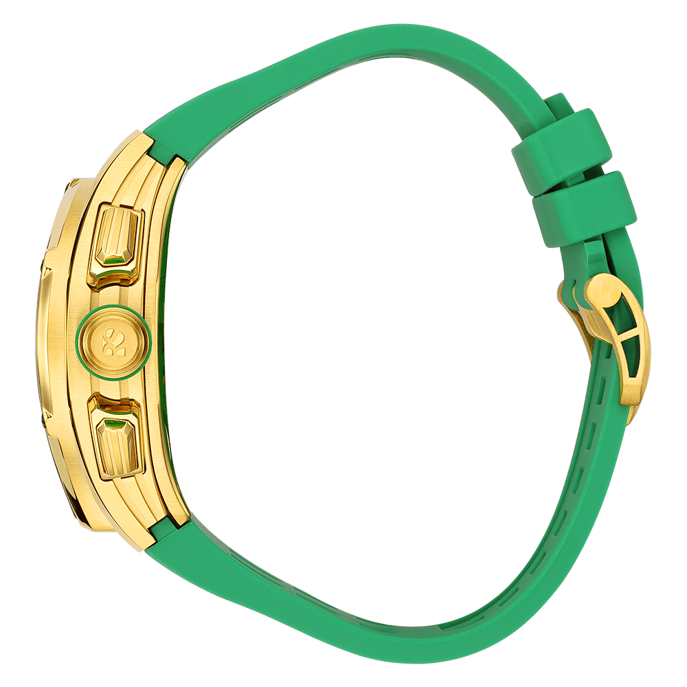 The Aviator Chrono – Gold/Green – Racing Style with Unique Crystal - RICHURUS WATCHES