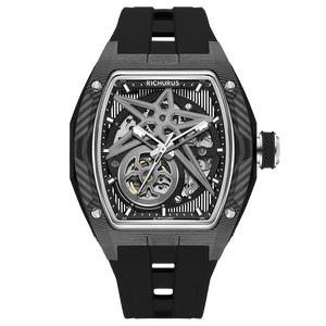 The Carbon Fiber – Black/Black – Skeleton – Automatic Mechanical - RICHURUS WATCHES