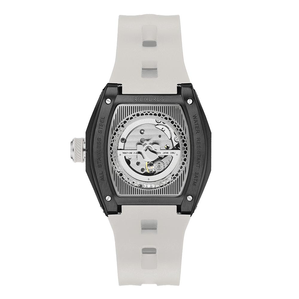 The Carbon Fiber – Black/White – Skeleton – Automatic Mechanical - RICHURUS WATCHES