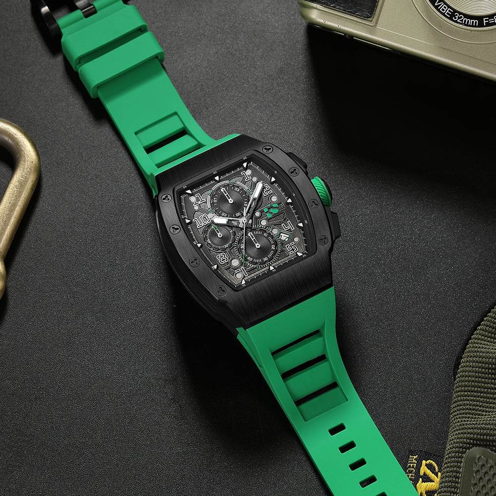 The Rennsport – Black/Green – Racing - Inspired Chronograph - RichurusWatches