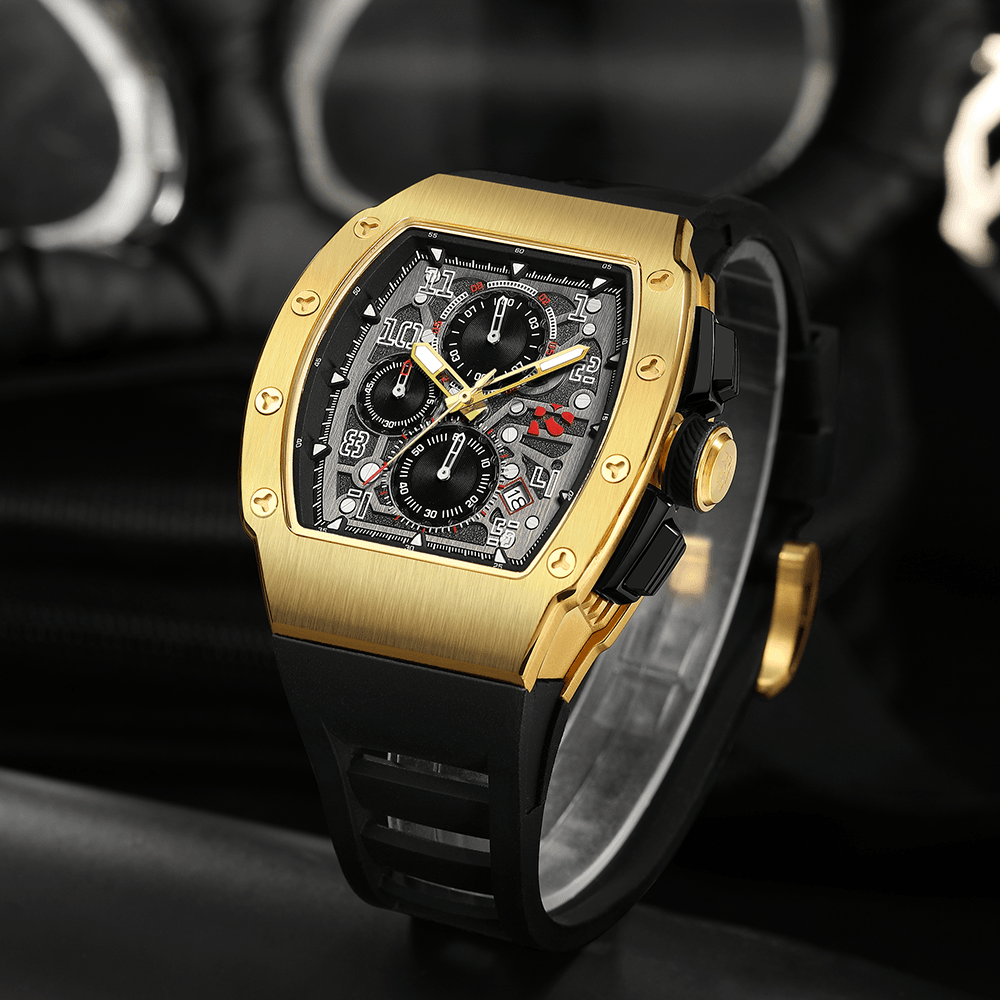 The Rennsport – Gold/Black – Racing-Inspired Chronograph - RICHURUS WATCHES