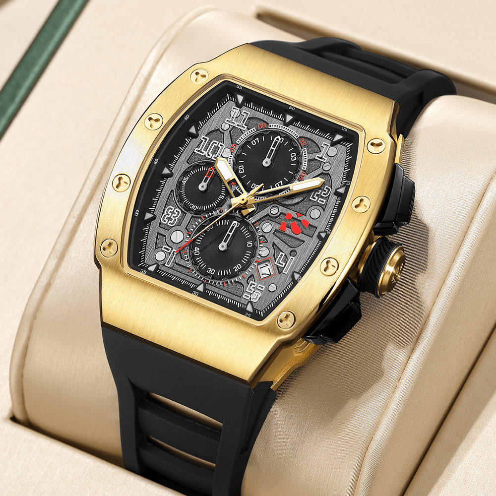 The Rennsport – Gold/Black – Racing-Inspired Chronograph - RICHURUS WATCHES