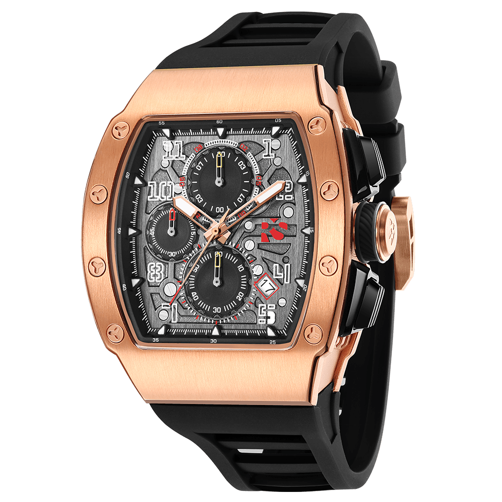 The Rennsport – Rosegold/Black – Racing - Inspired Chronograph - RichurusWatches