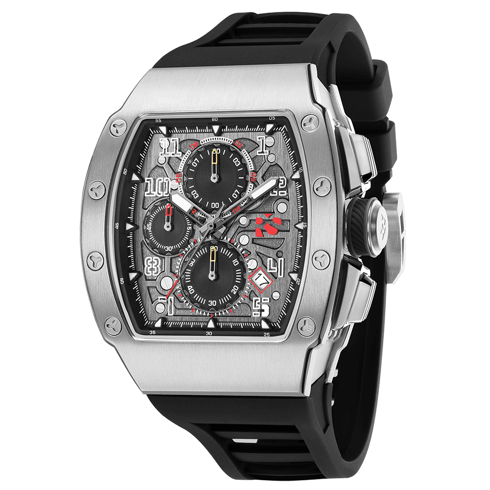 The Rennsport – Silver/Black – Racing - Inspired Chronograph - RichurusWatches