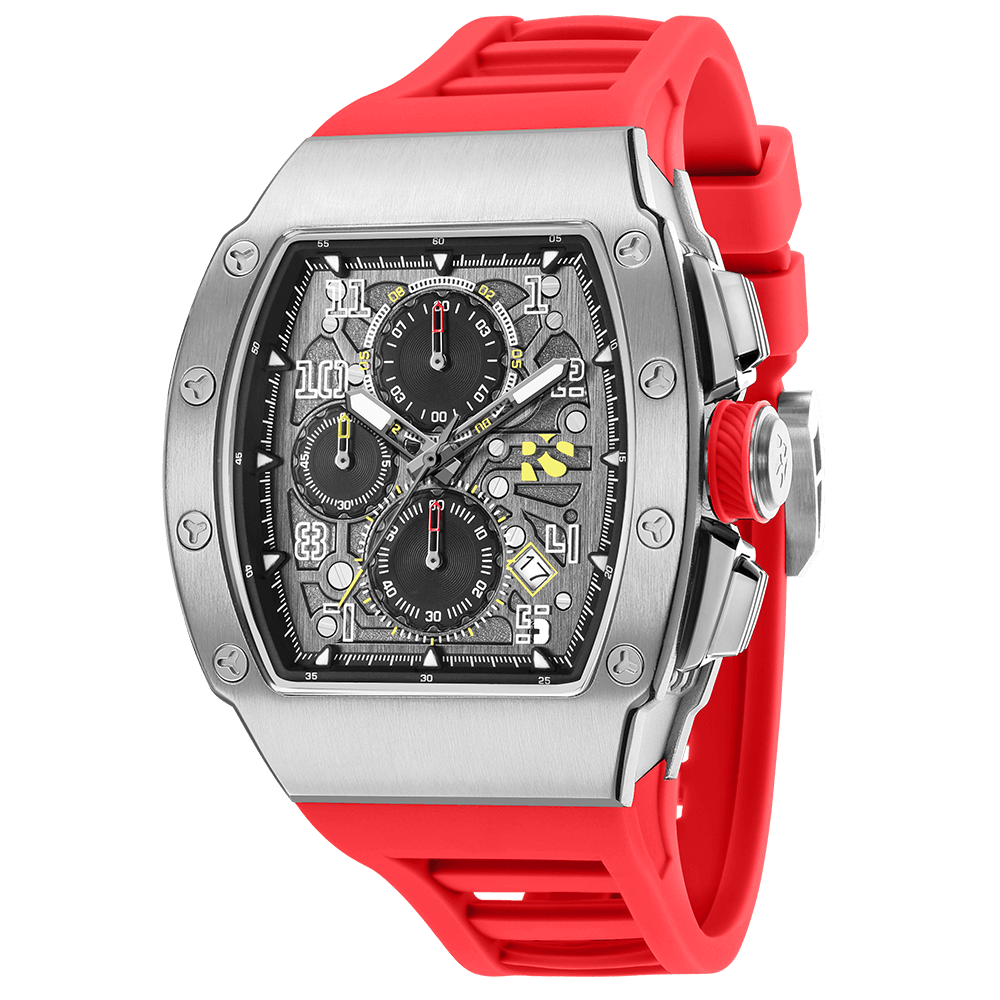 The Rennsport – Silver/Red – Racing - Inspired Chronograph - RichurusWatches