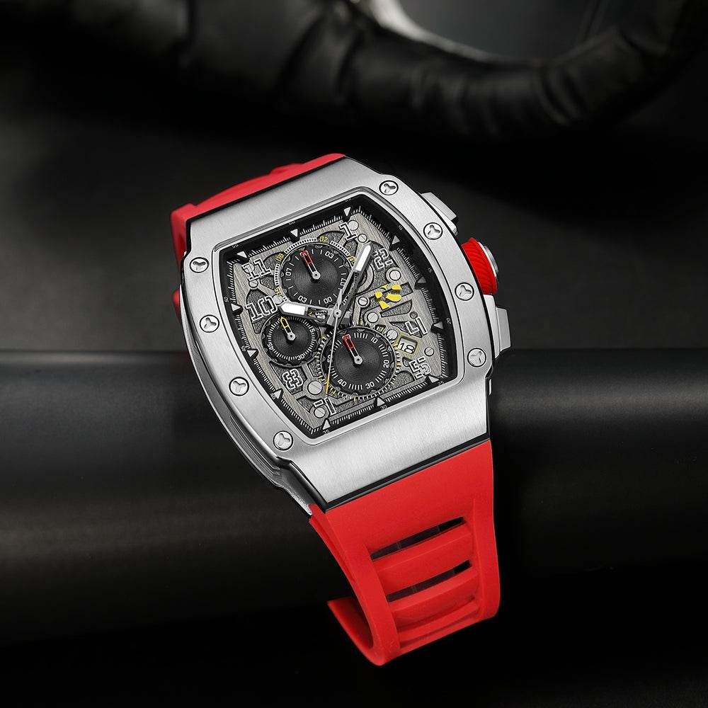 The Rennsport – Silver/Red – Racing - Inspired Chronograph - RichurusWatches