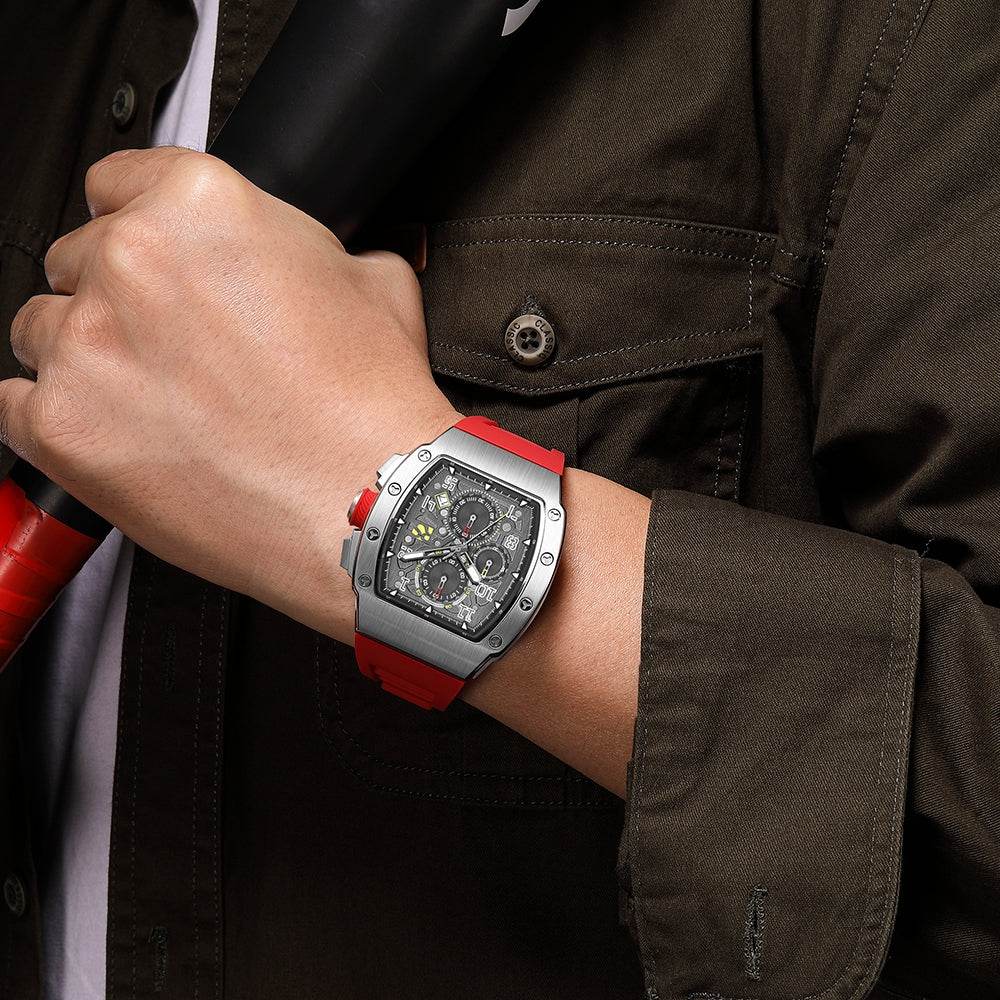 The Rennsport – Silver/Red – Racing - Inspired Chronograph - RichurusWatches