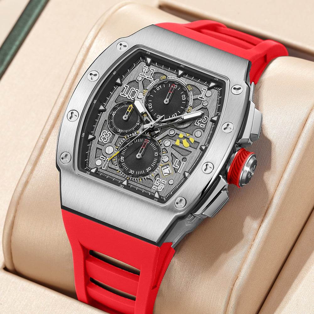 The Rennsport – Silver/Red – Racing - Inspired Chronograph - RichurusWatches