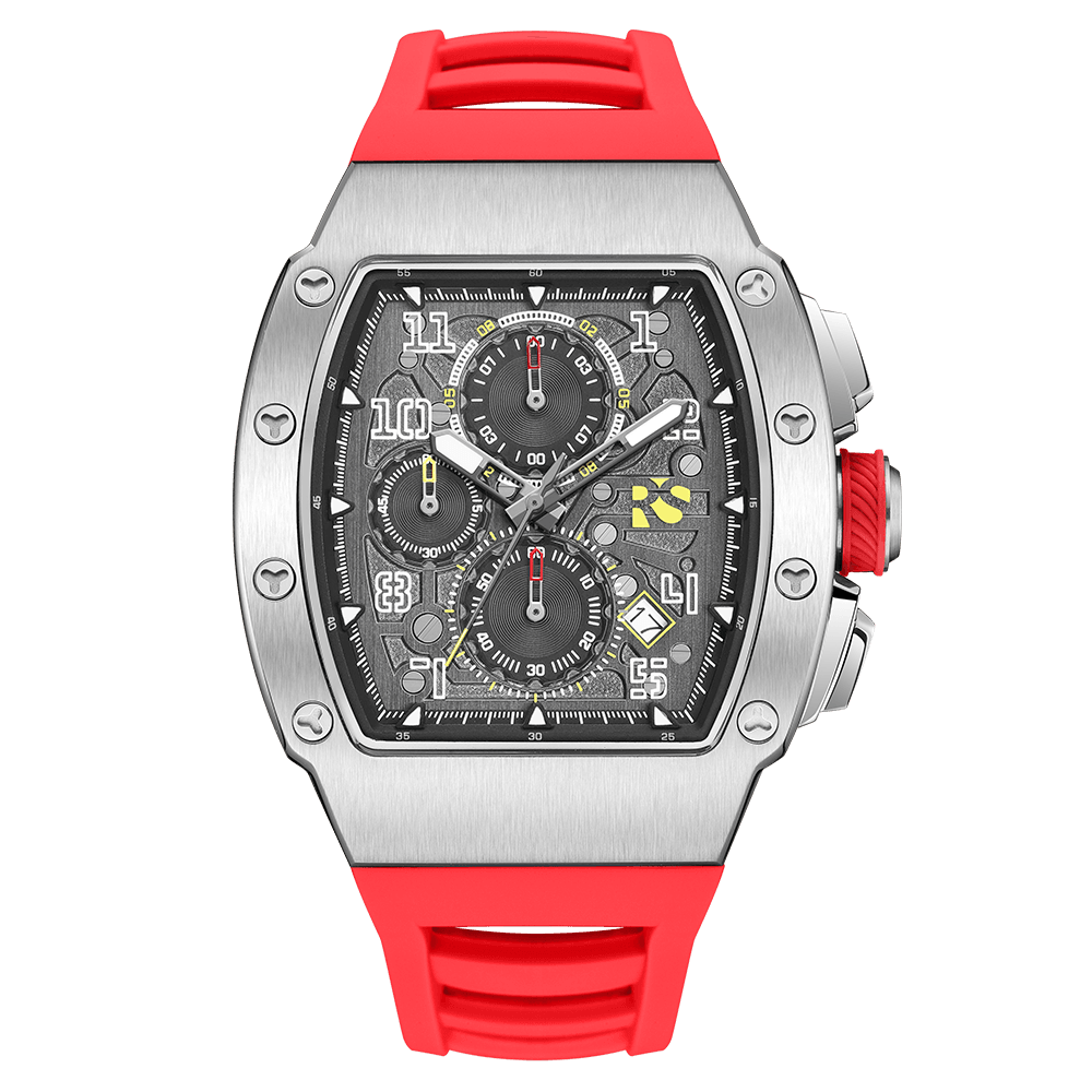 The Rennsport – Silver/Red – Racing - Inspired Chronograph - RichurusWatches